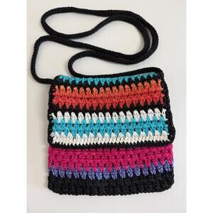 The Sak Crochet Stripe Crossbody Purse Inner Pockets Bohemian